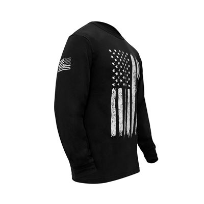 US Flag Long Sleeve T-Shirt BLACK