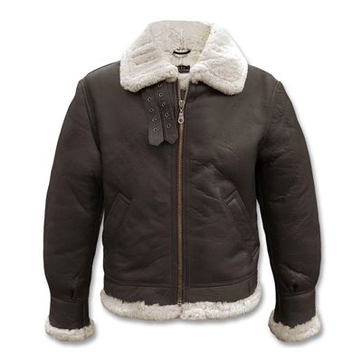 U.S. BOMBER leather jacket with collar B3 BROWN