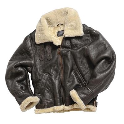 U.S. BOMBER leather jacket with collar B3 BROWN