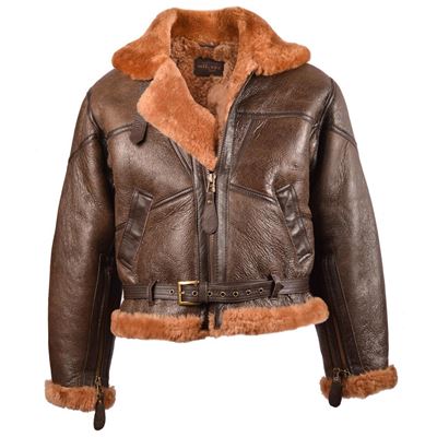 UK leather jacket with collar RAF BOMBER BROWN