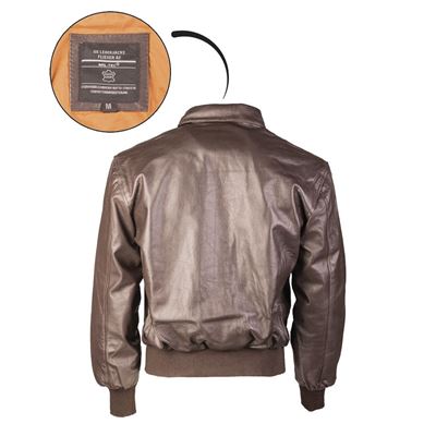 Leather jacket with collar U.S. A2 BROWN