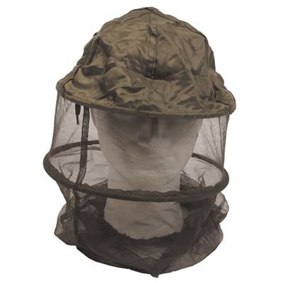 Hat with mosquito net and end cap OLIVE