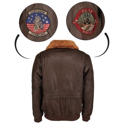Leather pilot jacket TOP GUN BROWN