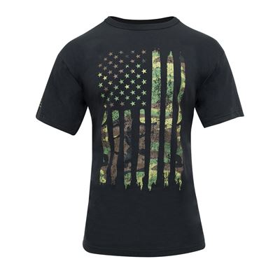 Distressed US Flag Athletic Fit T-Shirt WOODLAND