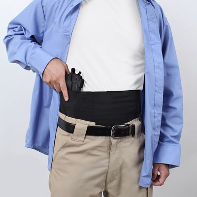 Ambidextrous Concealed Elastic Belly Band Holster BLACK