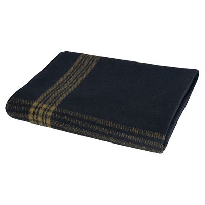 Striped Wool Blanket NAVY BLUE/YEALLOW