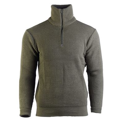 TROYER ACRYLIC sweater with collar OLIVE