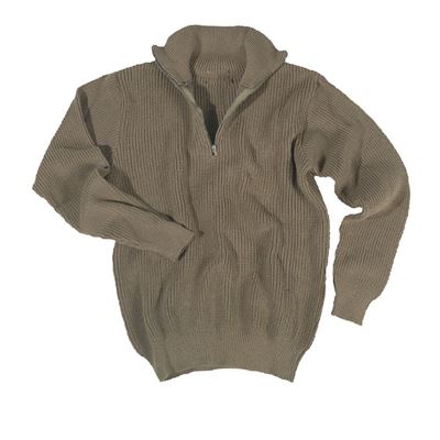 TROYER ACRYLIC sweater with collar OLIVE