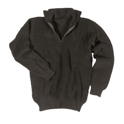 TROYER sweater with collar BLACK ACRYLIC