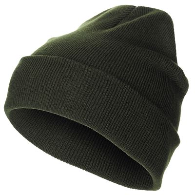 Finely knitted beanie acrylic OLIVE