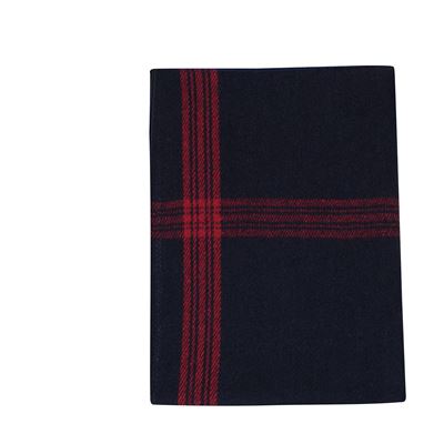 Striped Wool Blanket NAVY BLUE/RED