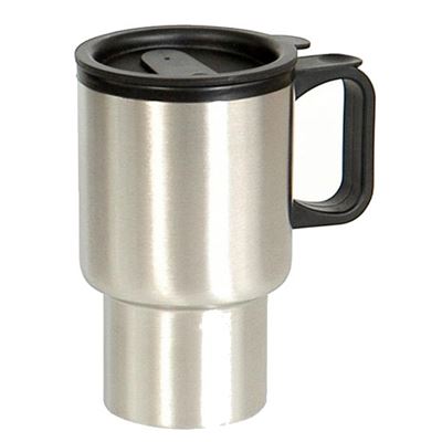 Double wall plastic mug handle 400 ml Silver