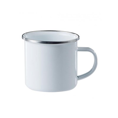 Enamelled mug 350ml WHITE stainless steel rim