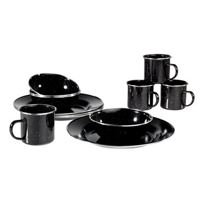 BLACK Enamel Steel Mess 12 pcs