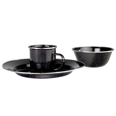 BLACK Enamel Steel Mess 12 pcs