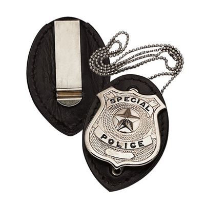 Case on U.S. leather badge holder with clip
