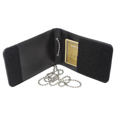 LEATHER neck ID holder with chain