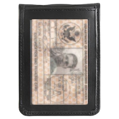 Pouch badge, ID card and card Leather BLACK