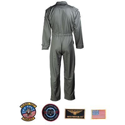 Zipped overalls US type pilot with patches OLIV