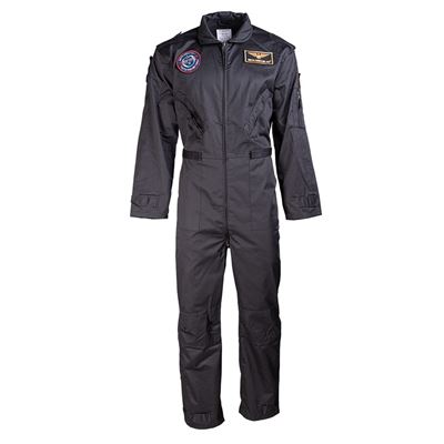 Zipped overalls US type pilot with patches BLACK