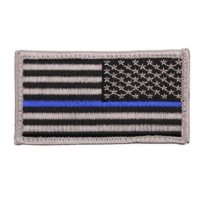 Thin Blue Line US Flag Reverse Patch - Hook Back