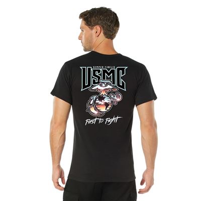 T-Shirt USMC First to Fight BLACK