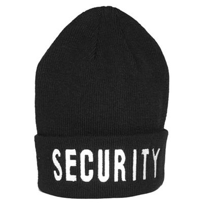 Knitted hat with printed 'SECURITY' polyacryl BLACK