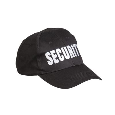 Baseball hat with the word 'SECURITY' BLACK