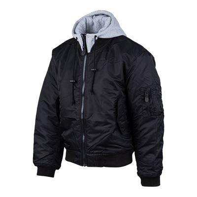 Hooded bomber jacket MA-1 BLACK