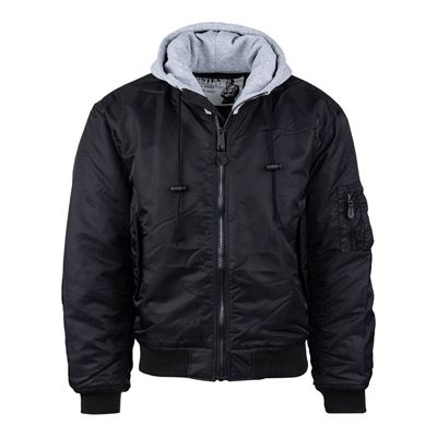 Hooded bomber jacket MA-1 BLACK