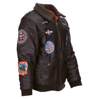 Kids jacket FLIGHT with patches BROWN
