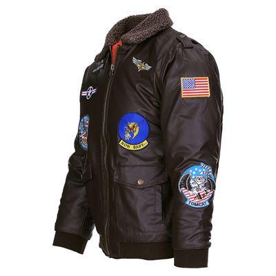 Kids jacket FLIGHT with patches BROWN