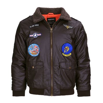 Kids jacket FLIGHT with patches BROWN