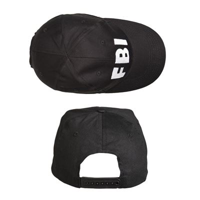 Baseball hat with the word 'FBI' BLACK