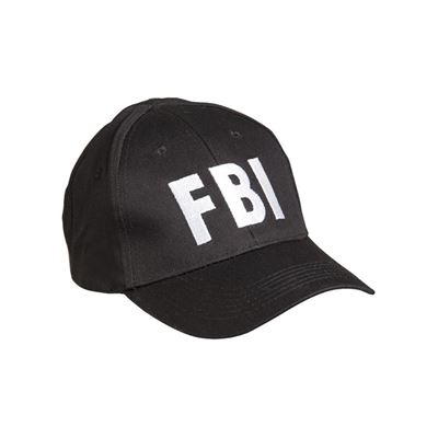 Baseball hat with the word 'FBI' BLACK