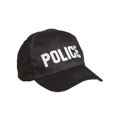 Baseball hat with the word 'POLICE' BLACK