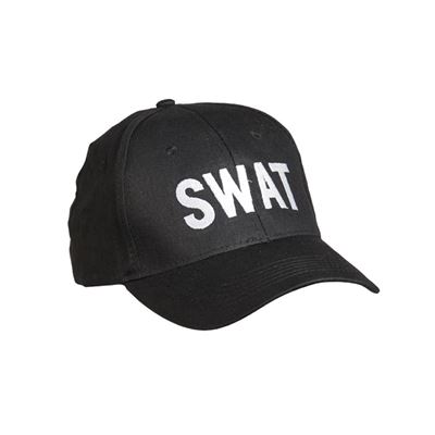 Baseball hat with the word 'SWAT' BLACK
