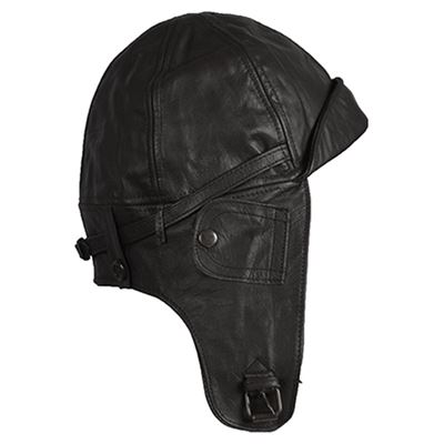 Aviation helmet leather BLACK