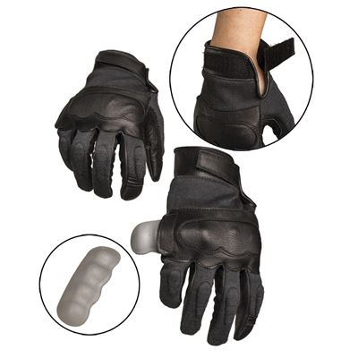 TACTICAL Leather/Aramid Gloves BLACK