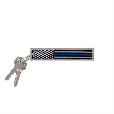 US Flag Patch Keychain BLUE line
