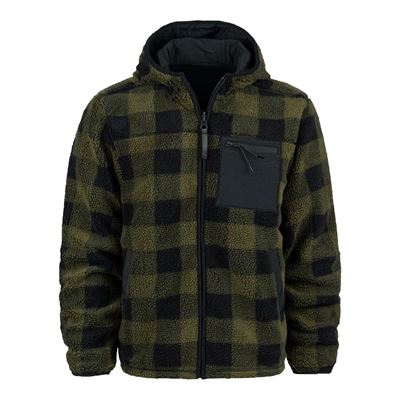 Reversible sherpa softshell jacket BLACK/OLIVE