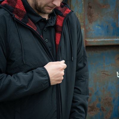 Reversible sherpa softshell jacket BLACK/RED