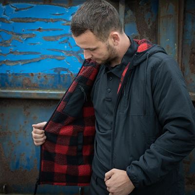 Reversible sherpa softshell jacket BLACK/RED