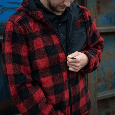 Reversible sherpa softshell jacket BLACK/RED