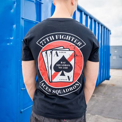 77th Aces Fighter Squadron T-shirt – BLACK FOSTEX 133663 5