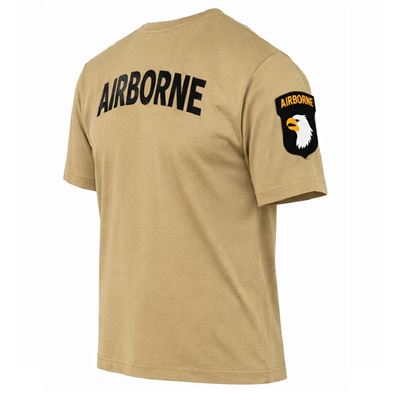 AIRBORNE T-shirt with 101st Division patch on the sleeve SAND
