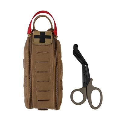 LASER CUT MOLLE zip-up IFAK medical pouch including scissors DARK COYOTE