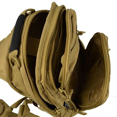 ASSAULT small backpack over one shoulder COYOTE