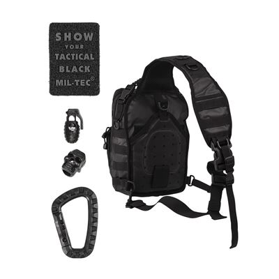 Backpack ASSAULT small with one strap PU cover BLACK