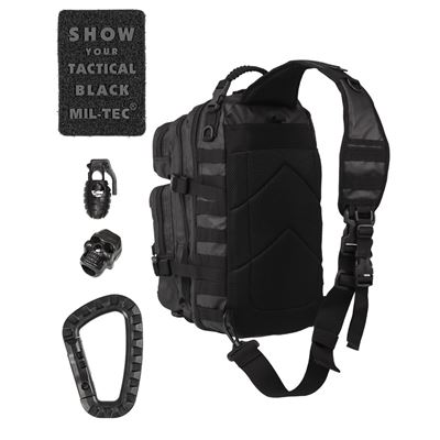 Backpack ASSAULT large with one strap PU cover BLACK